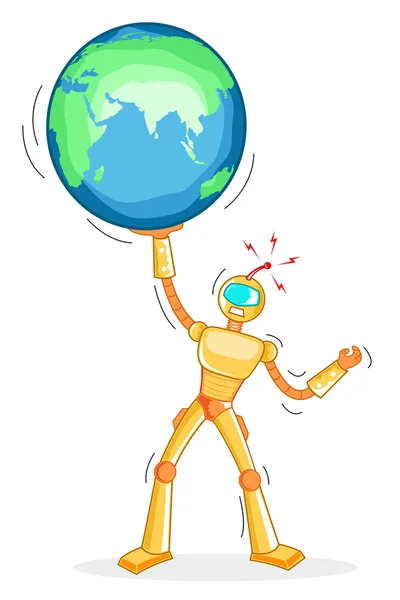 Robot holding globe — Stock Photo, Image