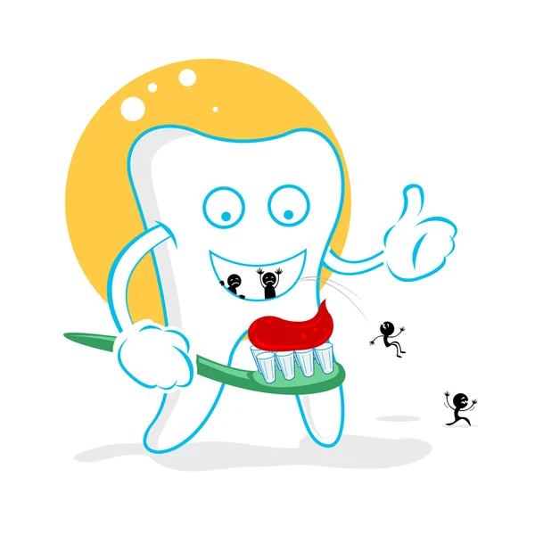 Ilustração Feliz Dente Com Germes Fundo Branco — Fotografia de Stock