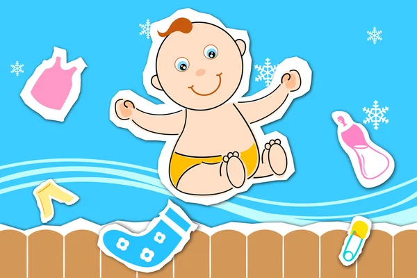 Illustration Barnens Dag Kort Med Baby Vit Bakgrund — Stockfoto