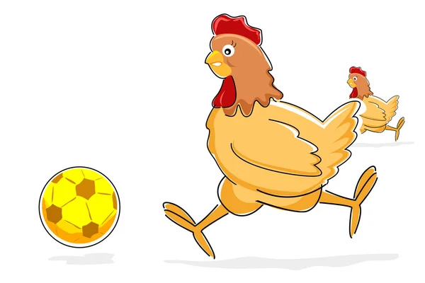 Hen playing with soccer ball — Stock Photo, Image