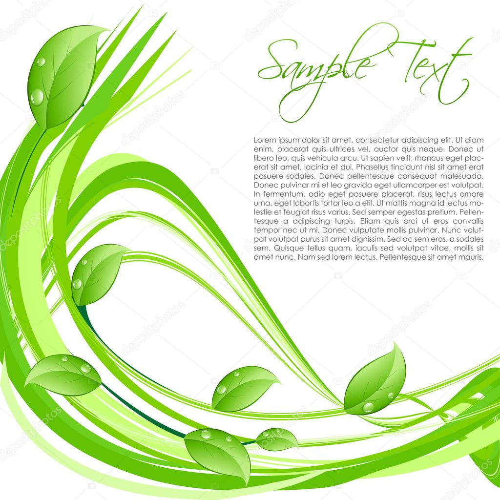 illustration of nature card with sample text on white background