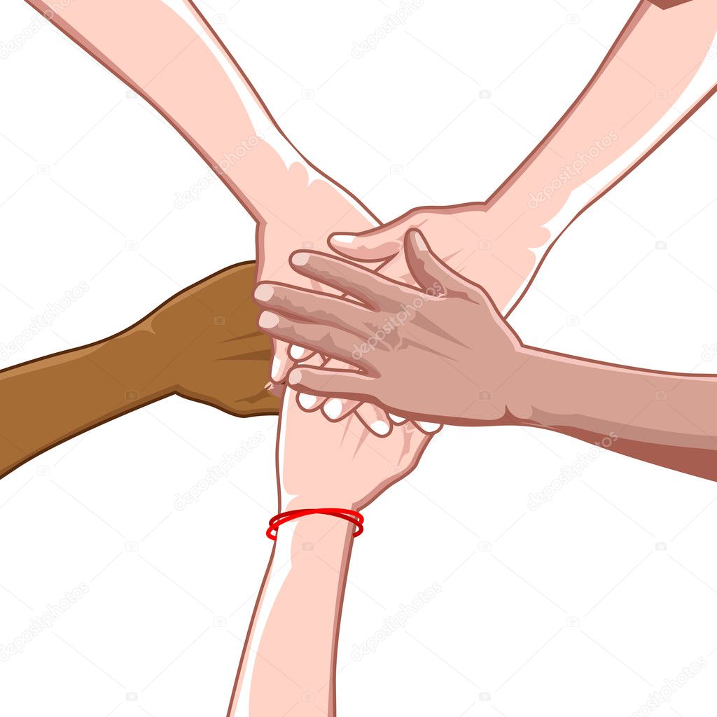 illustration of multi racial unity on white background