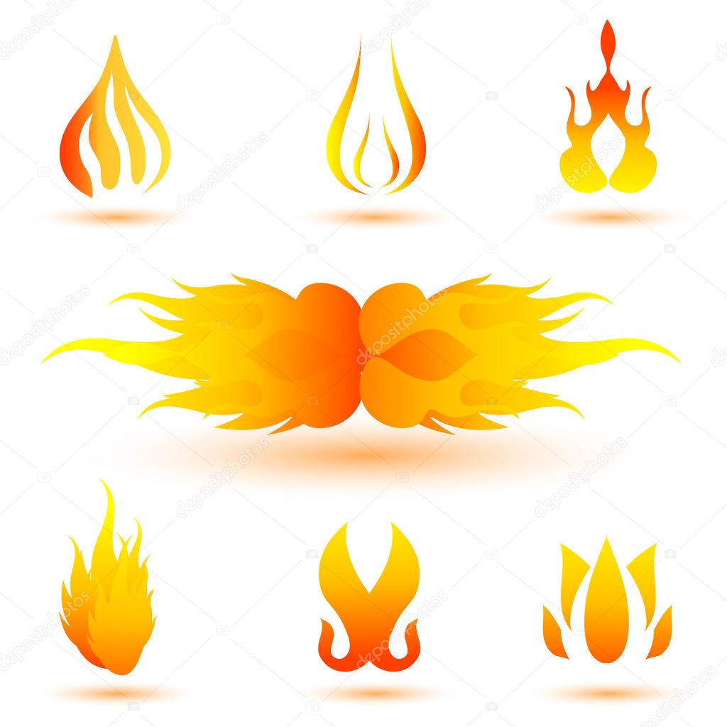 illustration of shapes of fire on white background
