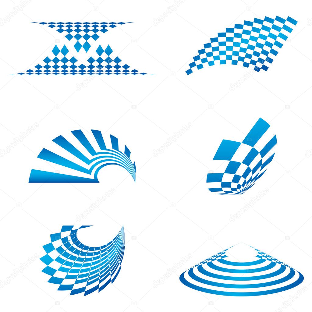 Illustration of different shapes of logo on white background