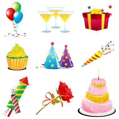 Birthday icons clipart