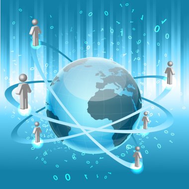 illustrationn of networking with globe clipart
