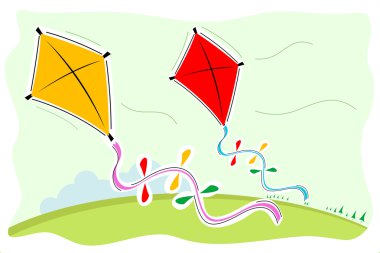Colorful kites clipart
