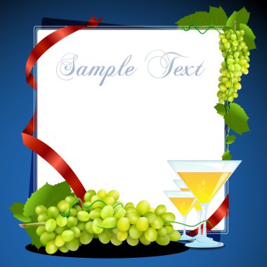 üzüm ve şarap parti kartı gösteren resim