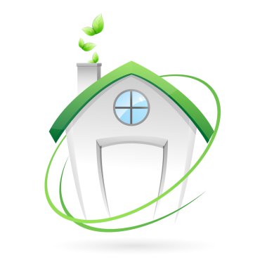 illustration of green home on white background clipart