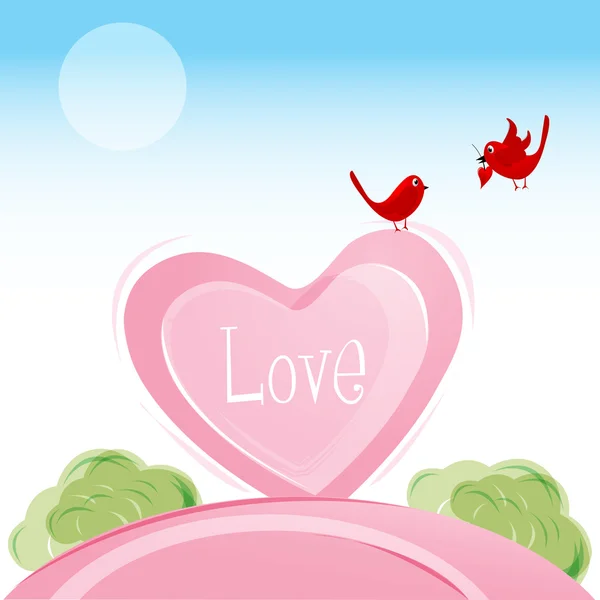Illustration Des Oiseaux Amour Dans Carte Saint Valentin — Photo