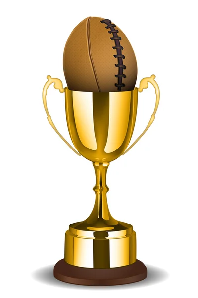 Trophy cup with rugby ball — Stock Photo, Image