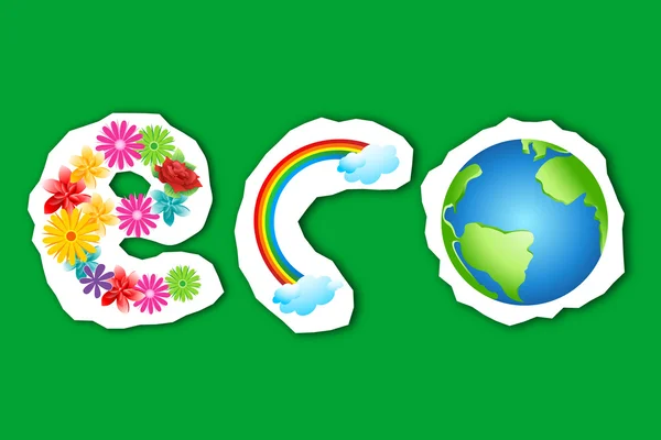 Ilustração Eco Texto Flor Arco Íris Globo — Fotografia de Stock