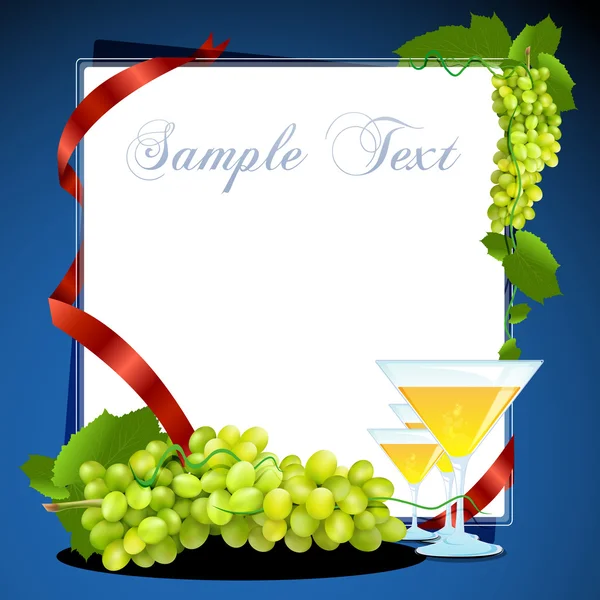 Illustration Party Card Grapes Wines — Stock Photo, Image