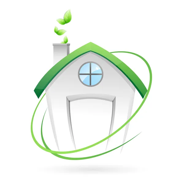 Illustration Green Home White Background — Stock Photo, Image