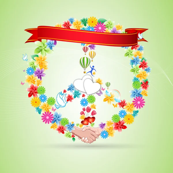 Illustration Floral Peace Card White Background — Stock Photo, Image