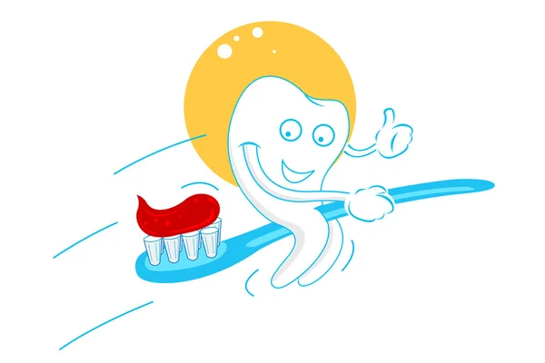 Glückliche Zähne mit Zahnpasta — Stockfoto