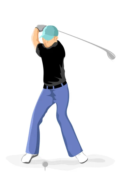 在白色背景上的高尔夫球手的插图 — 图库照片