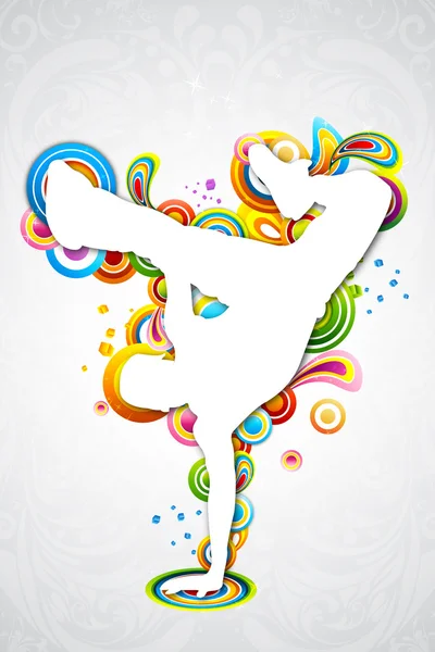 Иллюстрация Танцующего Человека Красочной Музыкальной Карте Белом Фоне — стоковое фото