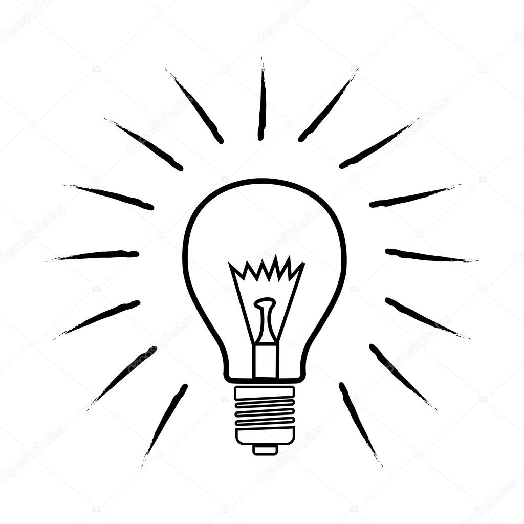 illustration of sketchy bulb on white background