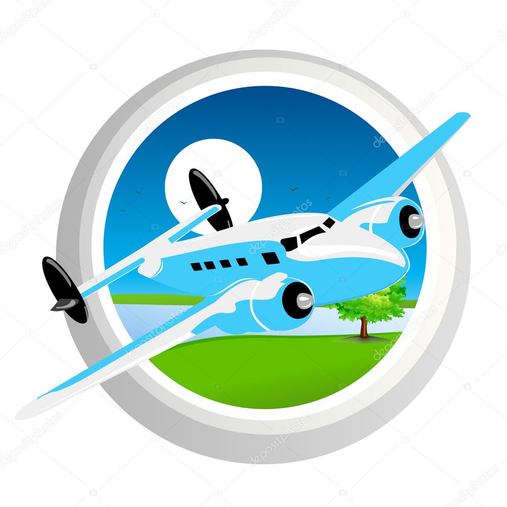 illustration of plane in air on white background