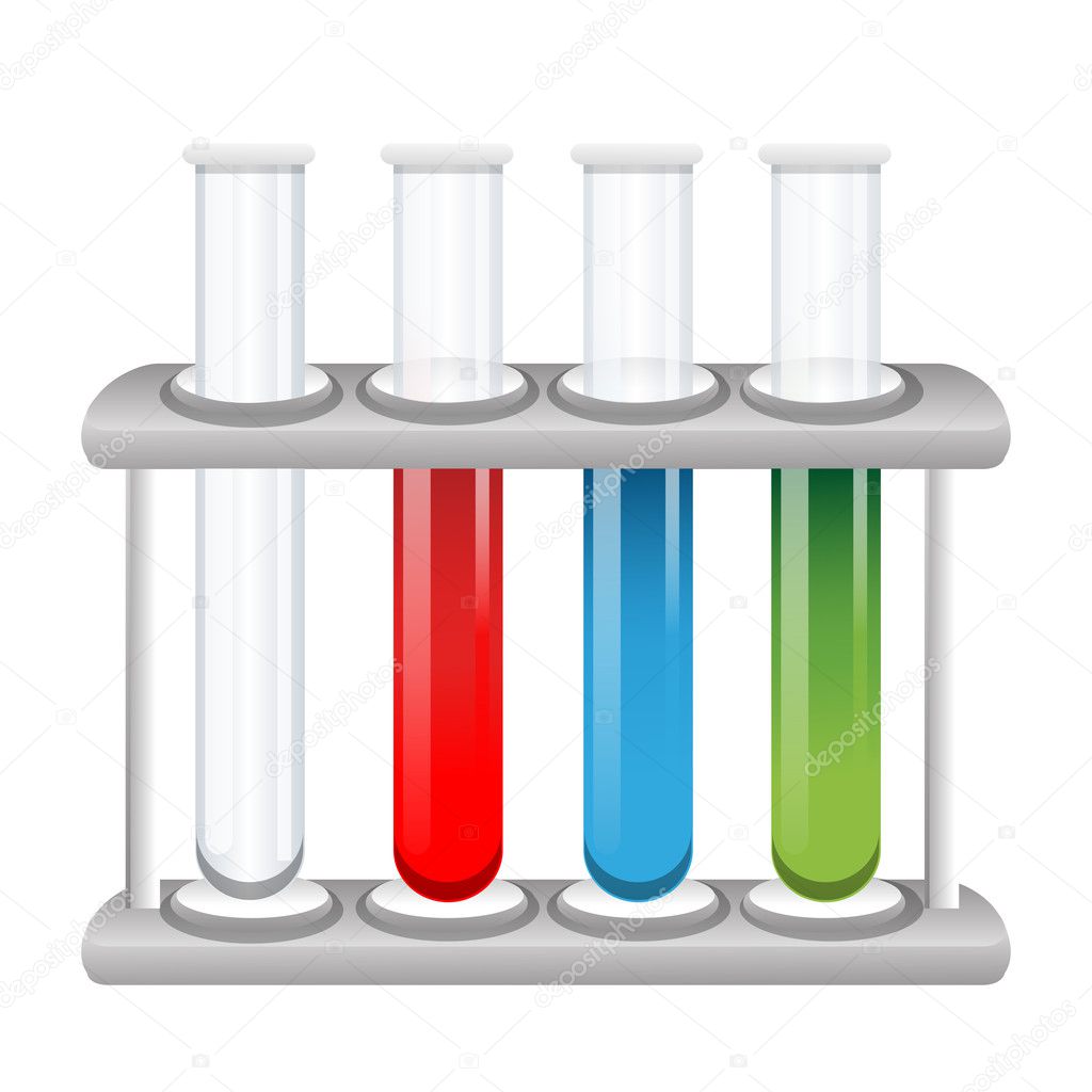 illustration of colorful test tubes on white background