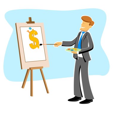 illustration of businessman with dollar drawing clipart