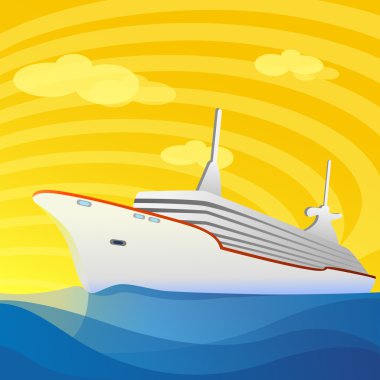 Abstract ship in sea clipart