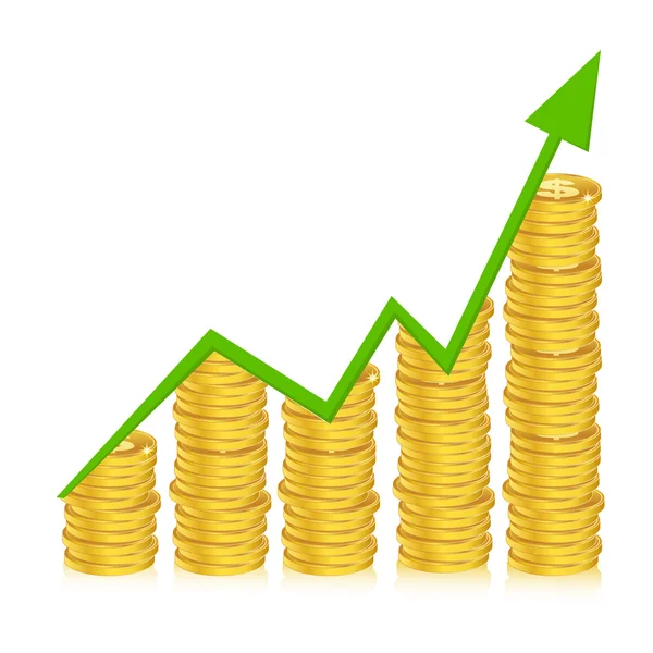 Gráfico de negócios com moedas — Fotografia de Stock