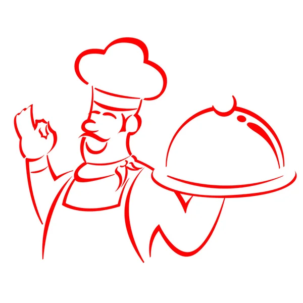 年轻厨师在白色背景上的插图 — 图库照片