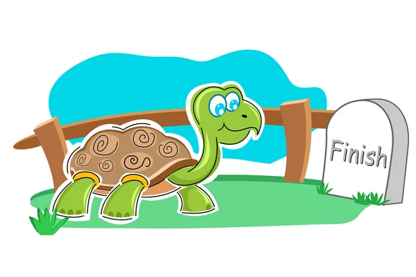 illustration of happy tortoise with finish stone