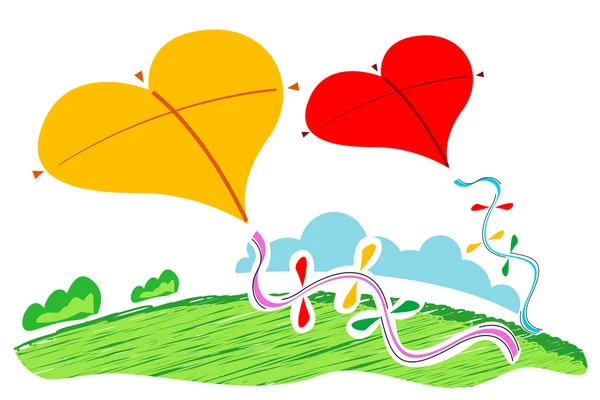 Illustration Heart Shape Kites White Background — Stock Photo, Image