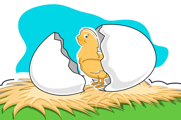Pintainho com ovo quebrado — Fotografia de Stock