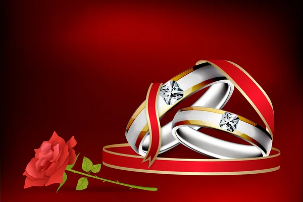 订婚戒指与玫瑰花卉 — 图库照片