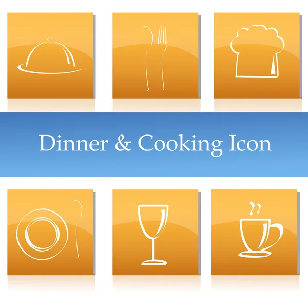 Ужин и кулинарные иконы — стоковое фото