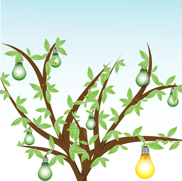 Tree with electrical bulbs — Stock Photo, Image