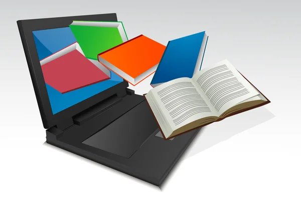 Ilustração Livros Que Saem Laptop — Fotografia de Stock