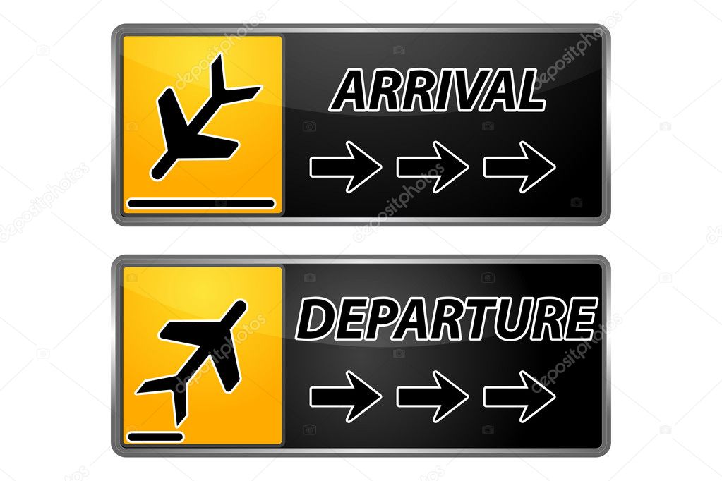 illustration of arrival and departure tags on white background