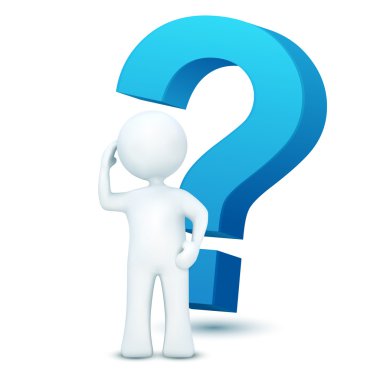 3d character with question mark clipart