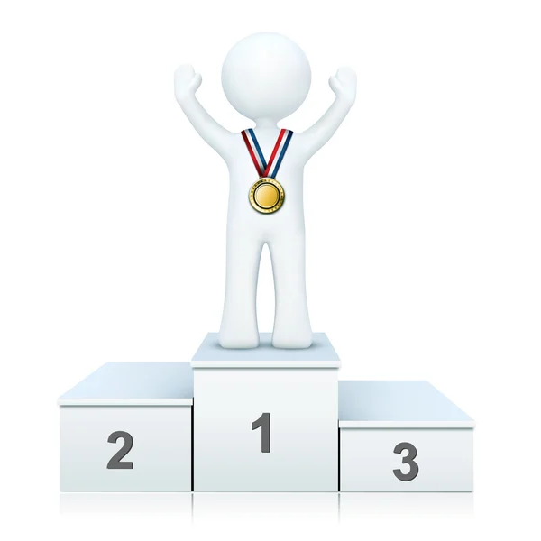 3d person on winning podium — Stock Photo, Image