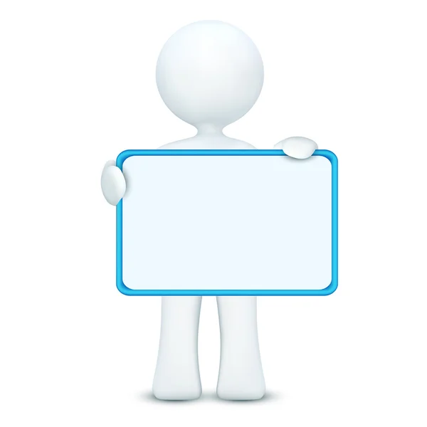 Illustration Character Holding Blank Board Isolated White Background — Stock Photo, Image