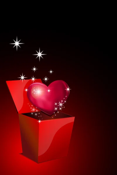 Corazón en paquete de regalo — Foto de Stock