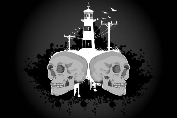 Skull with building — Stock Photo, Image