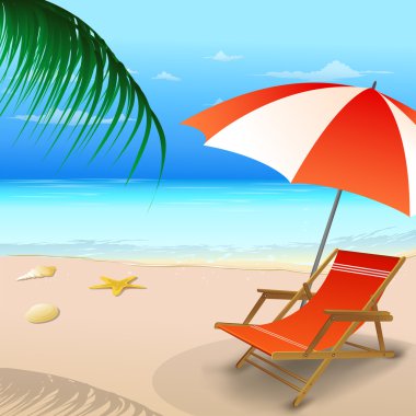 bir şemsiye ile plaj sandalyesi