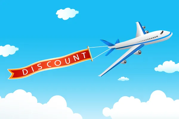 Discount tag with plane — Stock Photo, Image