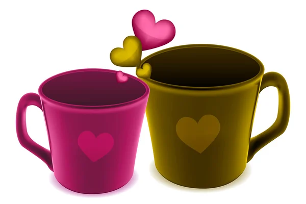 Csészék és szív — Stock Fotó
