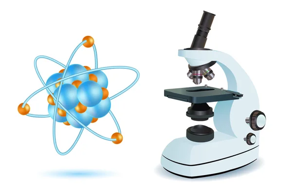 Microscope with atom — Stock Photo, Image