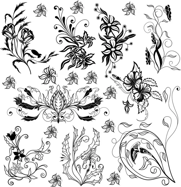 Elementos florales para el diseño — Archivo Imágenes Vectoriales