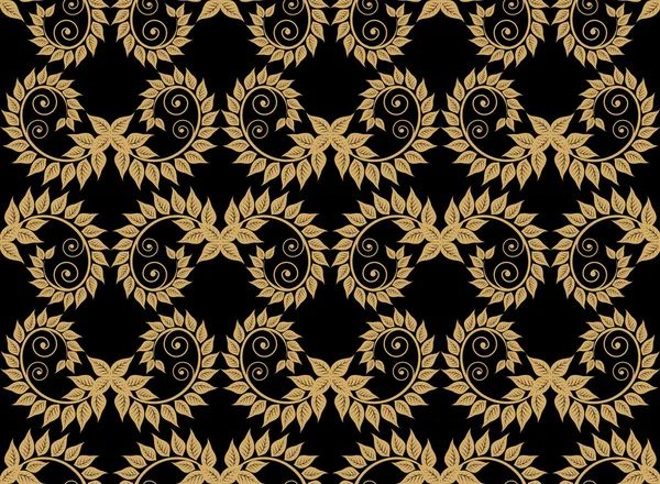 シームレスなダマスク織花の背景パターン — ストックベクタ