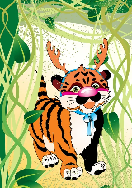 Een schattig karakter van zittende tijgerwelp — Stockvector