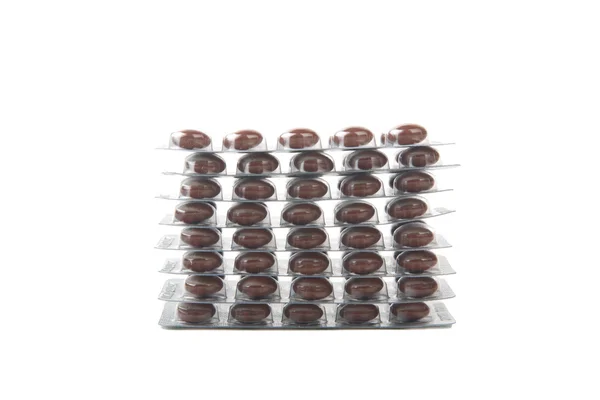 Braune Tabletten in Blase — Stockfoto